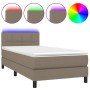 Boxspringbett mit Matratze und LED-Leuchten taupegrauer Stoff 100x200 cm von vidaXL, Betten und Lattenroste - Ref: Foro24-313...