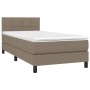 Boxspringbett mit Matratze und LED-Leuchten taupegrauer Stoff 100x200 cm von vidaXL, Betten und Lattenroste - Ref: Foro24-313...