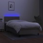 Boxspringbett mit Matratze und LED-Leuchten taupegrauer Stoff 100x200 cm von vidaXL, Betten und Lattenroste - Ref: Foro24-313...