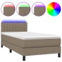 Boxspringbett mit Matratze und LED-Leuchten taupegrauer Stoff 100x200 cm von vidaXL, Betten und Lattenroste - Ref: Foro24-313...