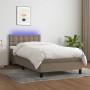 Boxspringbett mit Matratze und LED-Leuchten taupegrauer Stoff 100x200 cm von vidaXL, Betten und Lattenroste - Ref: Foro24-313...