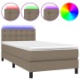 Boxspringbett mit Matratze und LED-Leuchten taupegrauer Stoff 100x200 cm von vidaXL, Betten und Lattenroste - Ref: Foro24-313...