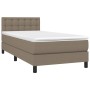 Boxspringbett mit Matratze und LED-Leuchten taupegrauer Stoff 100x200 cm von vidaXL, Betten und Lattenroste - Ref: Foro24-313...