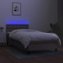 Boxspringbett mit Matratze und LED-Leuchten taupegrauer Stoff 100x200 cm von vidaXL, Betten und Lattenroste - Ref: Foro24-313...