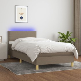 Box spring bed with LED mattress taupe gray fabric 100x200 cm by vidaXL, Beds and slatted bases - Ref: Foro24-3133617, Price:...