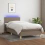 Boxspringbett mit Matratze und LED-Leuchten taupegrauer Stoff 100x200 cm von vidaXL, Betten und Lattenroste - Ref: Foro24-313...