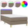 Boxspringbett mit Matratze und LED-Leuchten taupegrauer Stoff 100x200 cm von vidaXL, Betten und Lattenroste - Ref: Foro24-313...