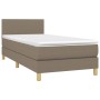 Boxspringbett mit Matratze und LED-Leuchten taupegrauer Stoff 100x200 cm von vidaXL, Betten und Lattenroste - Ref: Foro24-313...