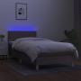 Boxspringbett mit Matratze und LED-Leuchten taupegrauer Stoff 100x200 cm von vidaXL, Betten und Lattenroste - Ref: Foro24-313...