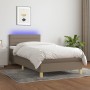 Box spring bed with LED mattress taupe gray fabric 100x200 cm by vidaXL, Beds and slatted bases - Ref: Foro24-3133777, Price:...