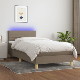 Box spring bed with LED mattress taupe gray fabric 100x200 cm by vidaXL, Beds and slatted bases - Ref: Foro24-3133777, Price:...