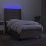 Boxspringbett mit Matratze und LED-Leuchten taupegrauer Stoff 100x200 cm von vidaXL, Betten und Lattenroste - Ref: Foro24-313...