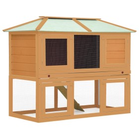 Two-story solid fir wood hutch by vidaXL, Cages and habitats for small animals - Ref: Foro24-171453, Price: 136,86 €, Discoun...