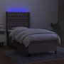 Boxspringbett mit Matratze und LED-Leuchten taupegrauer Stoff 100x200 cm von vidaXL, Betten und Lattenroste - Ref: Foro24-313...