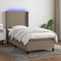 Box spring bed with mattress and LED lights taupe gray fabric 100x200 cm by vidaXL, Beds and slatted bases - Ref: Foro24-3138...