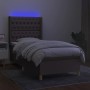 Boxspringbett mit Matratze und LED-Leuchten taupegrauer Stoff 100x200 cm von vidaXL, Betten und Lattenroste - Ref: Foro24-313...