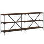 Mesa consola hierro madera ingeniería roble marrón 180x30x75 cm de vidaXL, Mesas auxiliares - Ref: Foro24-832857, Precio: 82,...