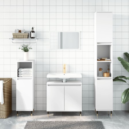 White plywood 3-piece bathroom furniture set by vidaXL, Bathroom furniture - Ref: Foro24-3190267, Price: 165,94 €, Discount: %