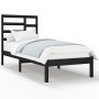 Black single solid wood bed frame 75x190 cm by vidaXL, Beds and slatted bases - Ref: Foro24-3105759, Price: 113,99 €, Discoun...