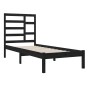 Black single solid wood bed frame 75x190 cm by vidaXL, Beds and slatted bases - Ref: Foro24-3105759, Price: 113,99 €, Discoun...