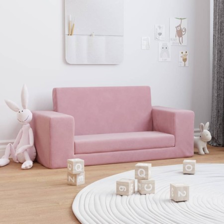 Pink soft plush 2-seater children's sofa bed by vidaXL, Baby and Toddler Furniture - Ref: Foro24-341832, Price: 52,02 €, Disc...