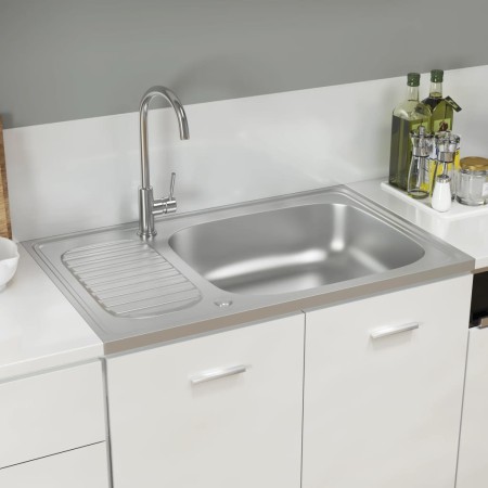 Silver drainer sink 800x500x155 mm stainless steel by vidaXL, Sinks - Ref: Foro24-147232, Price: 118,98 €, Discount: %