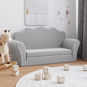 2-Sitzer-Schlafsofa für Kinder aus hellgrauem, weichem Plüsch von vidaXL, Baby- und Kleinkindmöbel - Ref: Foro24-341876, Prei...