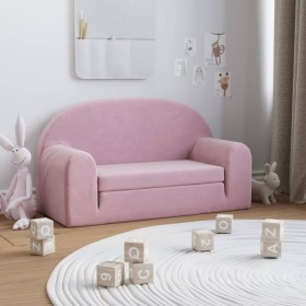 Pink soft plush 2-seater children's sofa bed by vidaXL, Baby and Toddler Furniture - Ref: Foro24-341808, Price: 55,99 €, Disc...