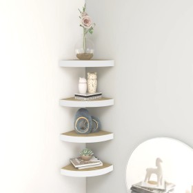 Corner wall shelf 4 units MDF oak and white 25x25x3.8 cm by vidaXL, Shelves and shelves - Ref: Foro24-326632, Price: 39,93 €,...