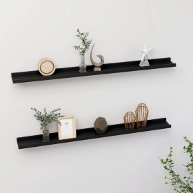 Wall shelves 2 units black 100x9x3 cm by vidaXL, Shelves and shelves - Ref: Foro24-326665, Price: 27,48 €, Discount: %