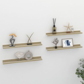 Wall shelves 4 units white and Sonoma oak 60x9x3 cm by vidaXL, Shelves and shelves - Ref: Foro24-326695, Price: 25,99 €, Disc...