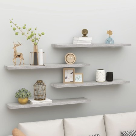 Floating wall shelf 4 pcs concrete gray MDF 120x23.5x3.8 cm by vidaXL, Shelves and shelves - Ref: Foro24-326608, Price: 83,09...