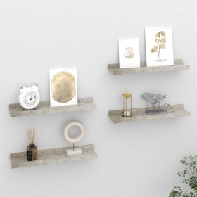 Wall shelves 4 units concrete gray 40x9x3 cm by vidaXL, Shelves and shelves - Ref: Foro24-326704, Price: 22,99 €, Discount: %