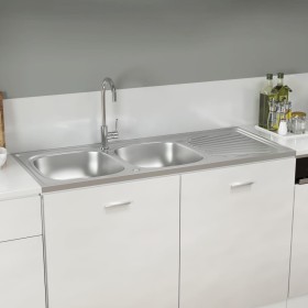 Double sink kitchen stainless steel 1200x500x155 mm by vidaXL, Sinks - Ref: Foro24-147238, Price: 151,15 €, Discount: %