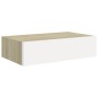 Oak and white MDF wall shelf with drawer 40x23.5x10 cm by vidaXL, Shelves and shelves - Ref: Foro24-330249, Price: 41,78 €, D...