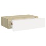 Oak and white MDF wall shelf with drawer 40x23.5x10 cm by vidaXL, Shelves and shelves - Ref: Foro24-330249, Price: 41,78 €, D...