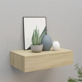 Estante con cajón de pared MDF roble 40x23,5x10 cm de vidaXL, Estantes y estanterías - Ref: Foro24-330247, Precio: 40,06 €, D...