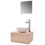 Badezimmermöbel-Set mit Waschbecken und Wasserhahn 4-teilig beige von vidaXL, Badezimmermöbel - Ref: Foro24-273686, Preis: 12...