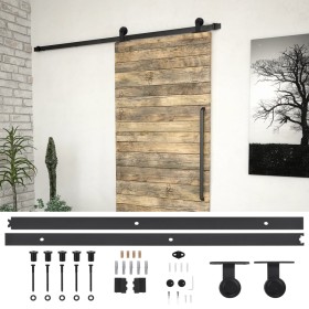 SKIEN sliding door hardware kit black steel 200cm by vidaXL, doorframes - Ref: Foro24-145263, Price: 60,92 €, Discount: %