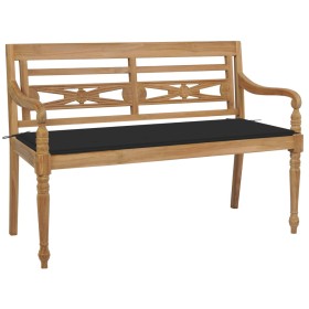 Batavia solid teak wood bench with black cushion 120 cm by vidaXL, garden benches - Ref: Foro24-3062161, Price: 213,34 €, Dis...