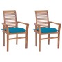 Dining chairs 2 units teak wood with light blue cushions by vidaXL, Garden chairs - Ref: Foro24-3062614, Price: 187,99 €, Dis...