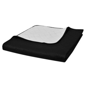 Colcha acolchada a doble cara negro blanco 230x260 cm de vidaXL, Colchas y edredones - Ref: Foro24-130888, Precio: 30,99 €, D...