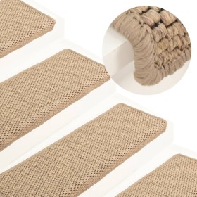 Selbstklebende Sisal-Stufenmatte 15 Stück Sand 65x21x4 cm von vidaXL, Treppenmatten - Ref: Foro24-326891, Preis: 107,99 €, Ra...