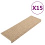 Alfombrilla autoadhesiva escalera sisal 15 uds arena 65x21x4 cm de vidaXL, Alfombrillas para escalones - Ref: Foro24-326891, ...