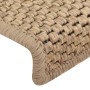 Alfombrilla autoadhesiva escalera sisal 15 uds arena 65x21x4 cm de vidaXL, Alfombrillas para escalones - Ref: Foro24-326891, ...