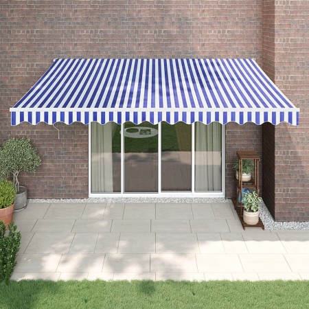 Toldo retráctil automático azul y blanco 4x3 m de vidaXL, Toldos - Ref: Foro24-3154473, Precio: 321,10 €, Descuento: %