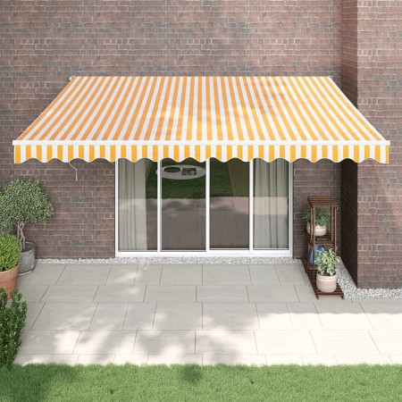 Toldo retráctil automático amarillo y blanco 4x3 m de vidaXL, Toldos - Ref: Foro24-3154483, Precio: 333,29 €, Descuento: %