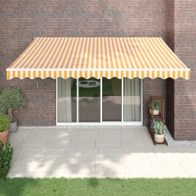 Yellow and white automatic retractable awning 4.5x3 m by vidaXL, Awnings - Ref: Foro24-3154484, Price: 371,08 €, Discount: %