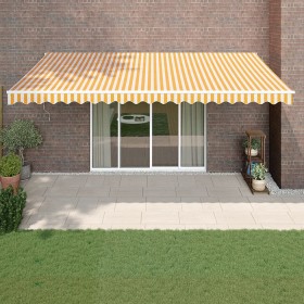 Toldo retráctil automático amarillo y blanco 5x3 m de vidaXL, Toldos - Ref: Foro24-3154485, Precio: 450,99 €, Descuento: %