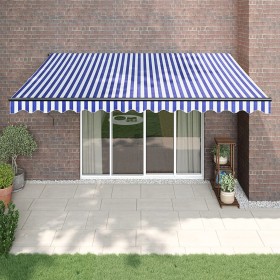 Blue and white automatic retractable awning 4x3 m by vidaXL, Awnings - Ref: Foro24-3154498, Price: 383,99 €, Discount: %